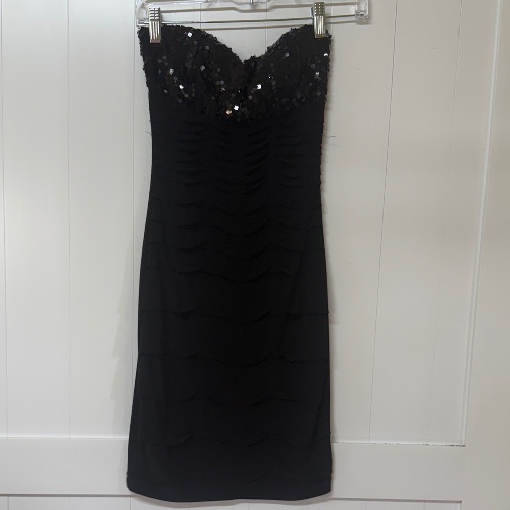 B Darlin Strapless Black Sequin Dress